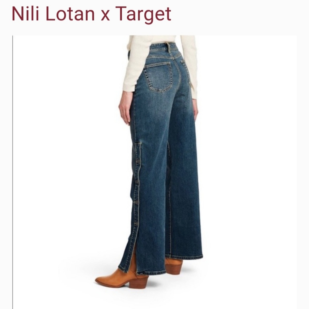 Target x Nili Lotan High Rise Flared Jeans Button Detail Pants